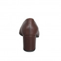 Escarpin pour femmes en cuir marron foncé à bout pointu, avec décolleté en V et talon 7 - Pointures disponibles:  32, 33, 34, 42, 43, 44, 45, 46