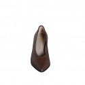 Escarpin pour femmes en cuir marron foncé à bout pointu, avec décolleté en V et talon 7 - Pointures disponibles:  32, 33, 34, 42, 43, 44, 45, 46