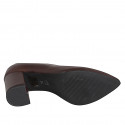 Escarpin pour femmes en cuir marron foncé à bout pointu, avec décolleté en V et talon 7 - Pointures disponibles:  32, 33, 34, 42, 43, 44, 45, 46