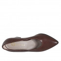 Décolleté a punta da donna con scollo a V in pelle testa di moro tacco 7 - Misure disponibili: 32, 33, 34, 42, 43, 44, 45, 46