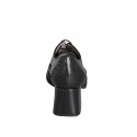 Zapatos Oxford de cordones para mujer en piel negra con puntera redonda, detalle brogue y tacón 5 - Tallas disponibles:  32, 33, 34, 43, 44, 46