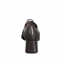 Zapatos Oxford de cordones para mujer en piel marron oscuro con puntera redonda, detalle brogue y tacón 5 - Tallas disponibles:  32, 33, 34, 44, 45, 46