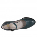 Zapatos de salón Mary Jane para mujer en piel verde, con puntera redonda y tacón ancho 5 - Tallas disponibles:  32, 33, 34, 42, 43, 44, 45, 46