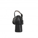 Woman's Mary Jane pump with round-toe in black leather block heel 5 - Available sizes:  32, 33, 34, 35, 42, 43, 44, 45, 46