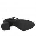 Woman's Mary Jane pump with round-toe in black leather block heel 5 - Available sizes:  32, 33, 34, 35, 42, 43, 44, 45, 46