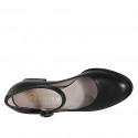 Escarpin Mary Jane pour femmes à bout rond en cuir noir talon large 5 - Pointures disponibles:  32, 33, 34, 35, 42, 43, 44, 45, 46