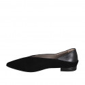 Escarpin pour femmes en daim et cuir noir à bout pointu, avec décolleté en V talon 1 - Pointures disponibles:  32, 33, 34, 42, 43, 44, 45, 46