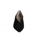 Décolleté a punta da donna con scollo a V in camoscio e pelle nera tacco 1 - Misure disponibili: 32, 33, 34, 42, 43, 44, 45, 46