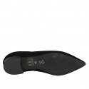Zapatos de salón con punta para mujer con escote en V en gamuza y piel negra tacon 1 - Tallas disponibles:  32, 33, 34, 42, 43, 44, 45, 46