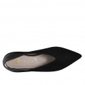 Décolleté a punta da donna con scollo a V in camoscio e pelle nera tacco 1 - Misure disponibili: 32, 33, 34, 42, 43, 44, 45, 46