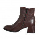 Stivaletto da donna a punta tonda con cerniera in pelle testa di moro tacco 5 - Misure disponibili: 32, 33, 34, 35, 42, 43, 44, 45, 46