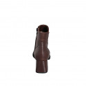 Woman's round-toe ankle boot with zip in dark brown leather heel 5 - Available sizes:  32, 33, 34, 35, 42, 43, 44, 45, 46
