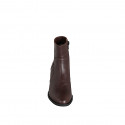 Woman's round-toe ankle boot with zip in dark brown leather heel 5 - Available sizes:  32, 33, 34, 35, 42, 43, 44, 45, 46