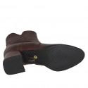 Woman's round-toe ankle boot with zip in dark brown leather heel 5 - Available sizes:  32, 33, 34, 35, 42, 43, 44, 45, 46