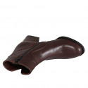 Botines para mujer con puntera redonda y cierre de cremallera en piel marrón oscuro tacon 5 - Tallas disponibles:  32, 33, 34, 35, 42, 43, 44, 45, 46