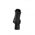 Woman's round-toe ankle boot with zip in black leather heel 5 - Available sizes:  32, 33, 34, 35, 42, 43, 44, 45, 46