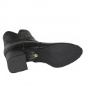 Botines para mujer con puntera redonda y cierre de cremallera en piel negra tacon 5 - Tallas disponibles:  32, 33, 34, 35, 42, 43, 44, 45, 46