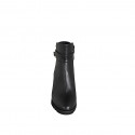 Stivaletto da donna a punta tonda con accessorio alla caviglia in pelle nera tacco 7 - Misure disponibili: 32, 33, 34, 35, 42, 43, 44, 45, 46