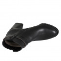 Woman's round-toe ankle boot with ankle accessory in black leather heel 7 - Available sizes:  32, 33, 34, 35, 42, 43, 44, 45, 46