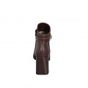 Woman's round-toe ankle boot with ankle accessory in dark brown leather heel 7 - Available sizes:  32, 33, 34, 42, 43, 44, 45, 46