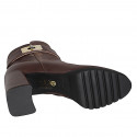 Woman's round-toe ankle boot with ankle accessory in dark brown leather heel 7 - Available sizes:  32, 33, 34, 42, 43, 44, 45, 46