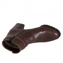 Stivaletto da donna a punta tonda con accessorio alla caviglia in pelle testa di moro tacco 7 - Misure disponibili: 32, 33, 34, 42, 43, 44, 45, 46