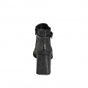 Stivaletto a punta da donna con cerniera, elastico e cinturino in pelle e vernice nera tacco 7 - Misure disponibili: 32, 33, 34, 42, 43, 44, 45, 46