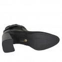 Stivaletto a punta da donna con cerniera, elastico e cinturino in pelle e vernice nera tacco 7 - Misure disponibili: 32, 33, 34, 42, 43, 44, 45, 46