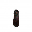 Botines con punta y cierre de cremallera, elástico y correa en piel con pelo estampado leopardo y charol negro tacon 7 - Tallas disponibles:  33, 34, 35, 42, 43, 44, 45, 46