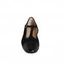 Escarpin Mary Jane pour femmes avec bride en T, bout carré, bout en cuir verni noir et en daim noir talon 3 - Pointures disponibles:  32, 33, 34, 42, 43, 44, 45, 46
