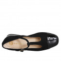 Escarpin Mary Jane pour femmes avec bride en T, bout carré, bout en cuir verni noir et en daim noir talon 3 - Pointures disponibles:  32, 33, 34, 42, 43, 44, 45, 46