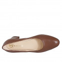 Décolleté da donna in pelle cuoio con punta tonda e tacco largo 6 - Misure disponibili: 32, 33, 34, 42, 43, 44, 45
