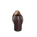 Mocassino da donna con punta arrotondata e elastici laterali in pelle testa di moro tacco 5 - Misure disponibili: 32, 33, 34, 35, 42, 43, 44, 45, 46