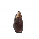 Mocassino da donna con punta arrotondata e elastici laterali in pelle testa di moro tacco 5 - Misure disponibili: 32, 33, 34, 35, 42, 43, 44, 45, 46