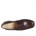 Woman’s loafer with rounded toe, side elastic panels, in dark brown leather heel 5 - Available sizes:  32, 33, 34, 35, 42, 43, 44, 45, 46