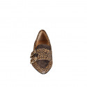Woman's pointed-toe loafer in spotted and dark brown suede with buckles heel 1 - Available sizes:  33, 34, 42, 43, 44, 45, 46
