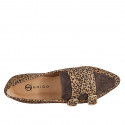 Mocassino a punta da donna in camoscio stampato maculato e testa di moro con fibbie tacco 1 - Misure disponibili: 33, 34, 42, 43, 44, 45, 46