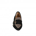 Woman's pointed-toe loafer in black and spotted suede with buckles heel 1 - Available sizes:  33, 34, 42, 43, 44, 45, 46
