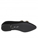 Woman's pointed-toe loafer in black and spotted suede with buckles heel 1 - Available sizes:  33, 34, 42, 43, 44, 45, 46