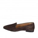 Mocassin pour femmes à bout pointu en daim marron foncé talon 1 - Pointures disponibles:  33, 34, 42, 43, 44, 45, 46