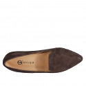 Woman's pointed-toe loafer in dark brown suede heel 1 - Available sizes:  33, 34, 42, 43, 44, 45, 46