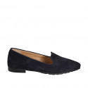Mocassino a punta da donna in camoscio blu tacco 1 - Misure disponibili: 33, 34, 42, 43, 44, 45, 46