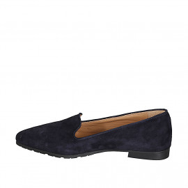 Mocassin pour femmes à bout pointu en daim bleu talon 1 - Pointures disponibles:  33, 34, 42, 43, 44, 45, 46 2
