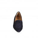 Woman's pointed-toe loafer in blue suede heel 1 - Available sizes:  33, 34, 42, 43, 44, 45, 46