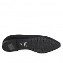 Woman's pointed-toe loafer in blue suede heel 1 - Available sizes:  33, 34, 42, 43, 44, 45, 46