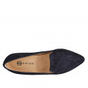 Mocasín para mujer con punta fina en gamuza azul, tacón 1 - Tallas disponibles:  33, 34, 42, 43, 44, 45, 46