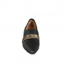 Woman's pointed-toe loafer in black and spotted leather and gold-tone accessory heel 1 - Available sizes:  33, 34, 42, 43, 44, 45, 46