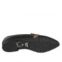 Woman's pointed-toe loafer in black and spotted leather and gold-tone accessory heel 1 - Available sizes:  33, 34, 42, 43, 44, 45, 46