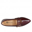 Ballerina Mary Jane da donna in vernice bordeaux con cinturini tacco 1 - Misure disponibili: 33, 34, 42, 43, 44, 45, 46
