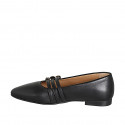 Bailarinas Mary Jane para mujer en piel negra con tiras, tacón 1 - Tallas disponibles:  33, 34, 42, 43, 44, 45, 46